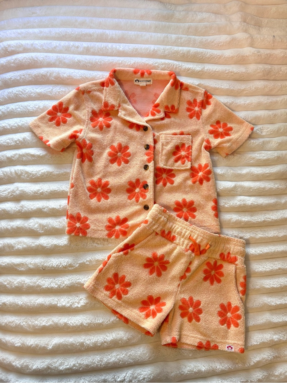 Appaman Peach and Orange Floral Short Pajama Set